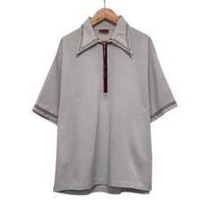 70s Sears×キングロード　ビンテージ半袖ハーフジップシャツ　タロンジップ