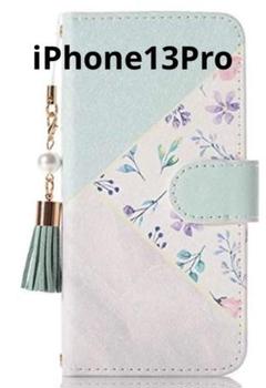 iPhone13Pro ケース カバー 手帳型 花柄 ストラップ付き