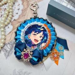 痛ロゼット　水色×ネイビー×白×オレンジ　No.96