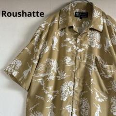 Roushatte ハワイアンプリント アロハシャツ Lサイズ ベージュレーヨン