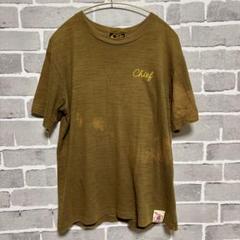 インディアンモーターサイクル ビーズ＆刺繍Tシャツ L カーキ　ブラウン　 半袖