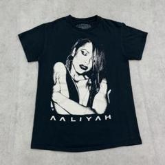 アリーヤ　ビッグプリント　半袖　Tシャツ　ミュージシャン　古着　ブラック　黒　Sのサムネイル