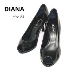 ☆美品☆ DIANA ダイアナ エナメル ブラック オープントゥ 23cm