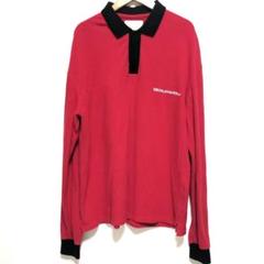 SUB-AGE. オーバーサイズ L/S ポロシャツ ロゴ刺繍 赤