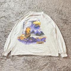 ヴィンテージ USA製 イーグル＆山脈アート フロントプリント 長袖Tシャツ