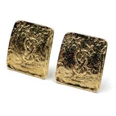 希少 極美品 イヴサンローラン スクエアイヤリング カサンドラロゴ ヴィンテージ