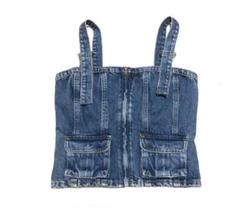 新品・未使用　ZARA TRF パッチワーク　デニム　ベスト　ビスチェ　Mサイズ 新品・未使用 ZARA TRF パッチワーク デニム ベスト ビスチェ M