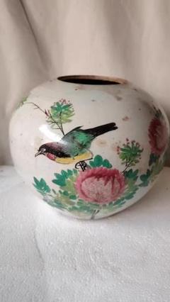 手描き陶器花瓶 鳥と花のデザイン - メルカリ