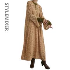 スタイルミキサー ジャガードパイピングワンピース M ベージュ