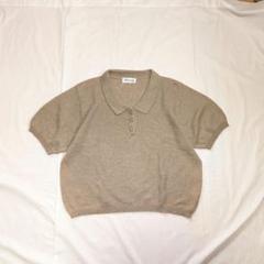 小物などお買い得な福袋 Pierre Cardin】希少90sリネン製半袖ニット ベージュ系 短丈 トップス