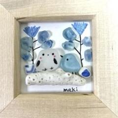⑬＊ドデカ！シマエナガちゃん＊シーグラスアート シマエナガちゃん 花火大会 小鳥 ミニチュア作品 シーグラス