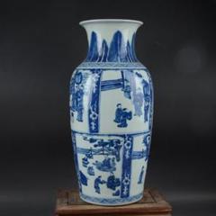 大清康熙青花窓人物紋花瓶  景徳鎮 陶磁器 装飾品 現代工芸品 美術品 置物 m82705500404_1.jpg?1713749603