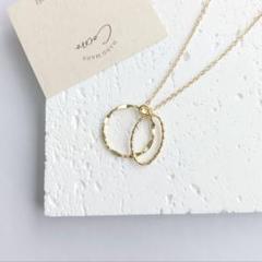 デザインラウンドフープとオーバルフープのネックレス＊ハンドメイド