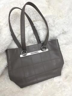 CHANEL シャネル チョコバー シルバー金具 グレー トートバッグ