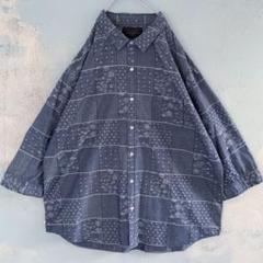 THE NORTH GALLERY  ゆるダボ　パッチ柄　9部袖　デニムシャツ