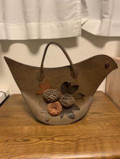 ミナペルホネン鳥バッグ 葉のモチーフ付きトリバッグ