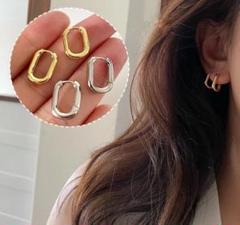 ピアス ラスト スクエアフープ 高品質純銀シルバー925 大人かわいい ヘビロテ