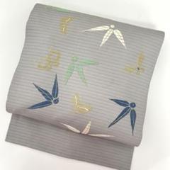 夏帯 名古屋帯 絽塩瀬 刺繍 本金糸 九寸 着物 正絹 T-8371