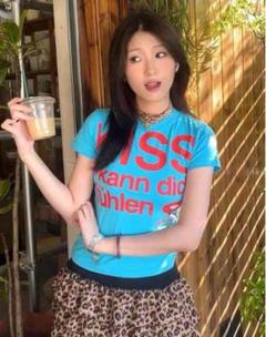 最終値下げ KISS Tシャツ ブルー グランジ ピチT y2k ギャル
