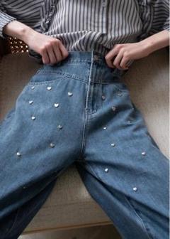 willfully ウィルフリー ハートリベット デニムパンツ willfully ウィルフリー ハートリベット デニムパンツ ブルー