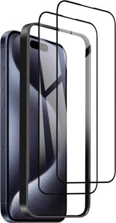 ブルーライトカット 2枚 ガラスフィルム iPhone 15 用 J12