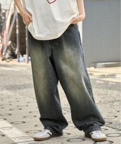 MONO-MART ヴィンテージライクオーバーダイワイドデニムパンツ Sサイズ