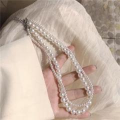 【新品】2連パールネックレス　アクセサリー　冠婚葬祭　卒業式　結婚式　入学式①のサムネイル
