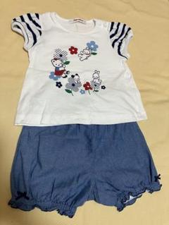 【最終価格】ファミリアブルー親子お揃いTシャツ100㎝＆Mサイズセット familiar - ファミリア familiar H&M 90cm パンツ ズボン T
