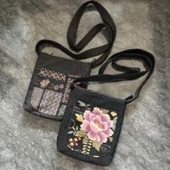 バラのアップリケポシェット　パッチワーク　ハンドメイド 花のパッチワークポーチ。キルト綿を入れふっくら花びら。手縫い