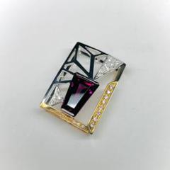 ロードライトガーネットとダイヤの18金ペンダント