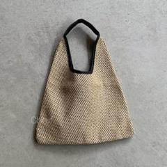 メッシュ トライアングルトート バッグ ショルダーバッグ ベージュ 籠バッグ