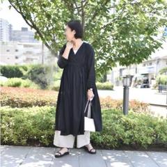 ourhome アワーホーム　綿100%切り替えワンピース　ブルー系 綿100%切り替えワンピース – OURHOME