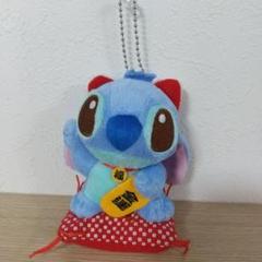 美品　スティッチ まねきねこ 招き猫　金運