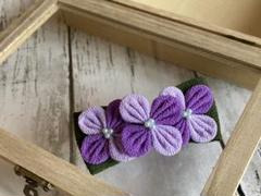 つまみ細工　紫陽花　犬用アクセサリー　バレッタのサムネイル