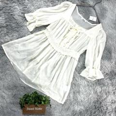 極美品【allamanda】アラマンダ シアーチュニック (38) オフホワイト
