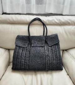 レア★ MAISON N.H PARIS フリル レザー　ラフィア　カゴ　バッグ レア☆ MAISON N.H PARIS フリル レザー ラフィア カゴ バッグ