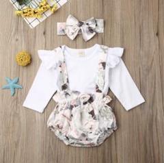 ベビー フリル Tシャツ パンツ ヘアアクセ 3点セット 女の子 韓国服 70