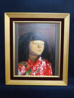 岸田劉生 麗子微笑 1923年頃　肉筆油彩画　紙本著色・額装 Yahoo!オークション - 【模写】 岸田劉生 麗子微笑 童女図