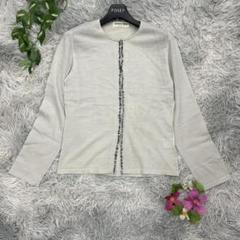 【GEORGES RECH】ビジューカーディガン (38) ウール グレー 美品