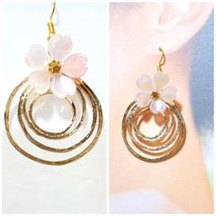 019 ☆花モチーフのゴールドリングピアス☆