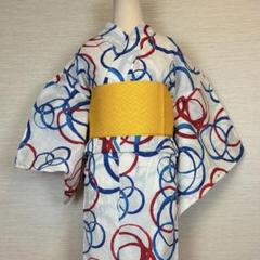 新品 浴衣 レディース 3108 白 青 赤 輪 ゆかた 女物