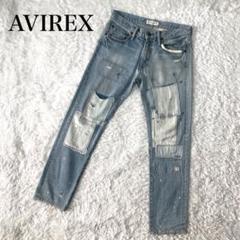 AVIREX TYPE BLUE ストレートデニムパンツ パッチワーク 28