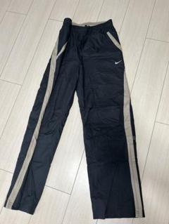 y2k NIKE ラインパンツ センタープレス ストレートパンツ 00s NIKE ナイキ サイドラインナイロンパンツ シルバー S y2k