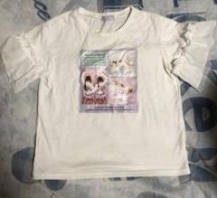 フリル袖 グラフィックプリント Tシャツ