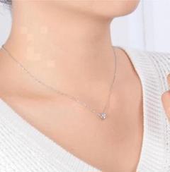 1粒ダイヤネックレス シルバー サージカルステンレス CZ