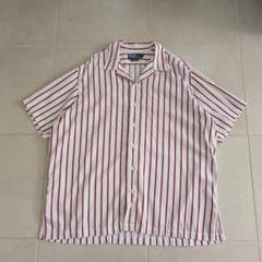 90s Ralph Lauren　ストライプ　オープンカラーシャツ　レッド