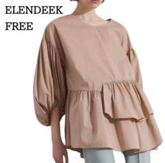 ELENDEEK ギャザーティアードハーフスリーブブラウス ピンク