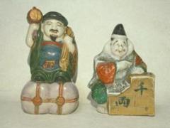 時代　陶器置物　恵比寿様&大黒様　七福神　明治 Amazon.co.jp: 時代 陶器置物 恵比寿様&大黒様 七福神 明治