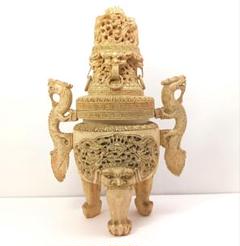 Y958-2 高級彫刻 細密造 龍細工 獅子香炉 重量1262.2g 高さ29㎝ Y958-2 高級彫刻 細密造 龍細工 獅子香炉 重量1262.2g 高さ29