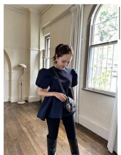 【美品】BLUELEA ブルレア　シルキージャガードブラウス　サックス 89811ed7b81b77c76a6ba98265cb81